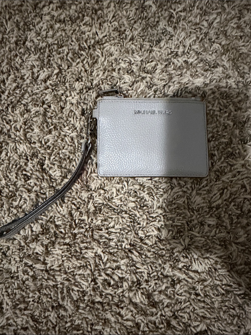 Michael Kors Light Gray Pebbled Leather Wristlet Clutch